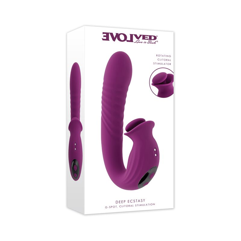 Evolved Deep Ecstasy Wild Aster Rechargeable Thrusting Vibrator with Rotating Clitoral Stimulator