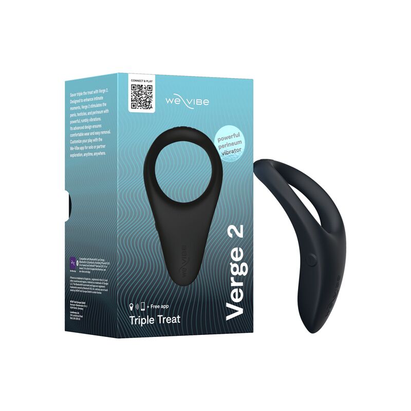 We-Vibe Verge 2 Cockring Black – Triple Stimulation Vibrator with App Control and Waterproof Design