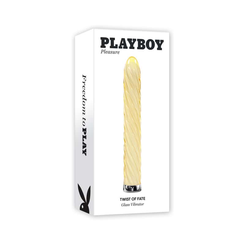 Evolved Playboy Twist of Fate Rechargeable Glass Vibrator - Yellow