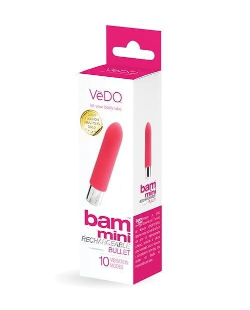 VeDO Bam Mini Rechargeable Bullet Vibe - Pink | Powerful 10 Vibration Modes, Discreet & Waterproof - Image 4