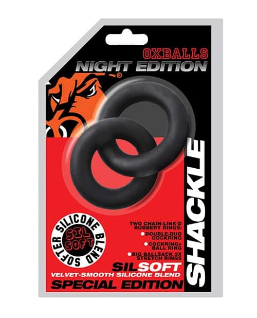 Oxballs Shackle Double Linked Cock and Ball Rings - Night Edition by Oxballs (Part #OX-104-NGT) - Image 4